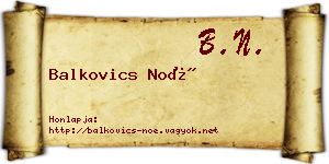 Balkovics Noé névjegykártya